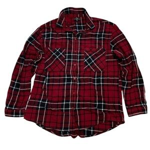 G:21 Red Black Plaid Flannel Button Down XL